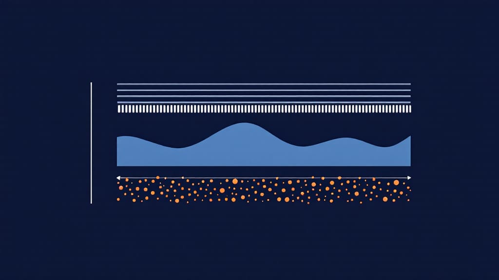A thin orange stripe near the top representing surface text properties, and a deeper navy rectangle below divided into five equal vertical sections representing OCEAN personality dimensions.